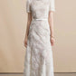Elegant French Mature & Poised Lace with Diamond Collar Women Dress Flower Pattern Decoration Wear A - Line Chic Lady Dress - Clothesfassion.store