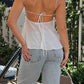 Elegant Lace Trimmed V - Neck Sleeveless Blouse with Adjustable Straps for Casual Wear or Evening Outfits - Clothesfassion.store