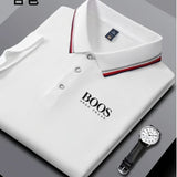Embroidered New Men's Business Casual Short Sleeved Polo Shirt, Fashionable, Breathable, Comfortable and Versatile Top - Clothesfassion.store