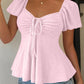 Euramerican V-neck Drawstring Tie-up Top - Clothesfassion.store