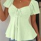 Euramerican V-neck Drawstring Tie-up Top - Clothesfassion.store