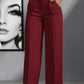 European and American cross - border spring and autumn fashion solid color casual high - waist loose work trousers with pockets - Clothesfassion.store