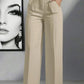 European and American cross - border spring and autumn fashion solid color casual high - waist loose work trousers with pockets - Clothesfassion.store