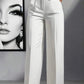 European and American cross - border spring and autumn fashion solid color casual high - waist loose work trousers with pockets - Clothesfassion.store