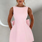 Fashion Big - Bowed Pearls Backless Dress Summer Slim Sleeveless A - line Dresses For Party Evening Women's Clothing - Clothesfassion.store