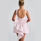 Fashion Big - Bowed Pearls Backless Dress Summer Slim Sleeveless A - line Dresses For Party Evening Women's Clothing - Clothesfassion.store
