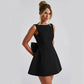 Fashion Big - Bowed Pearls Backless Dress Summer Slim Sleeveless A - line Dresses For Party Evening Women's Clothing - Clothesfassion.store
