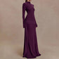Fashion Hight Waist Solid Women Dress Casual Draped Slim Long Party Dress Elegant Half High Collar Long Sleeve Evening Gowns - Clothesfassion.store