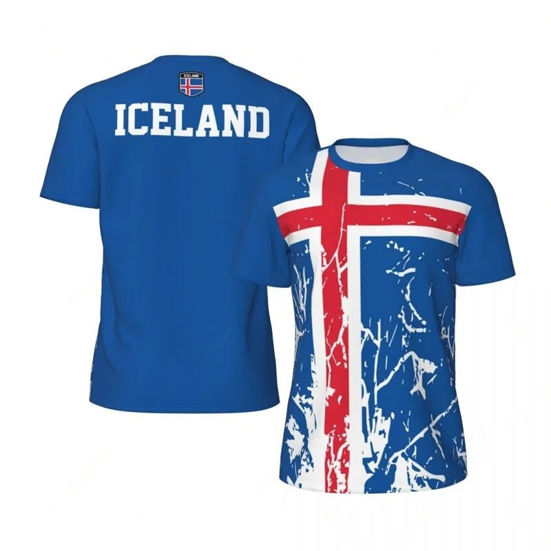 Fashion Iceland T-shirt For Men Clothes Loose Short Sleeve Summer Sports Fitness Tee Shirt Cool 3D Printed Football T Shirts - Clothesfassion.store