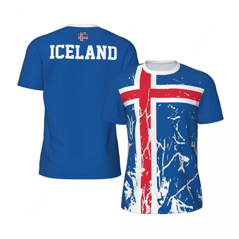Fashion Iceland T-shirt For Men Clothes Loose Short Sleeve Summer Sports Fitness Tee Shirt Cool 3D Printed Football T Shirts - Clothesfassion.store