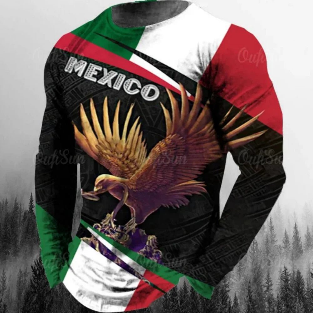 Fashion Mexican Flag T-Shirts Mexico 3D Print Men Woman Long Sleeve T Shirt Streetwear Oversized Harajuku Kids Tees Top Clothing - Clothesfassion.store
