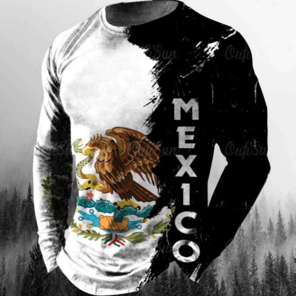 Fashion Mexican Flag T-Shirts Mexico 3D Print Men Woman Long Sleeve T Shirt Streetwear Oversized Harajuku Kids Tees Top Clothing - Clothesfassion.store