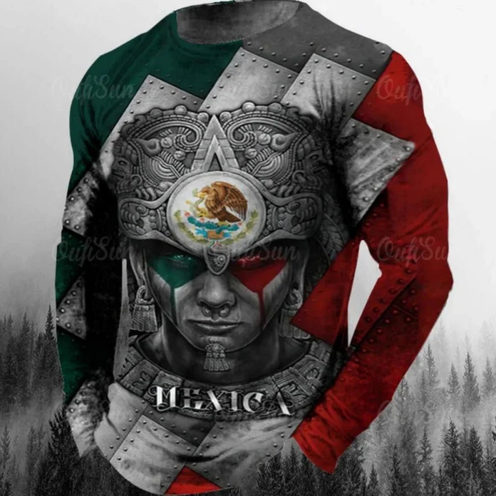 Fashion Mexican Flag T-Shirts Mexico 3D Print Men Woman Long Sleeve T Shirt Streetwear Oversized Harajuku Kids Tees Top Clothing - Clothesfassion.store