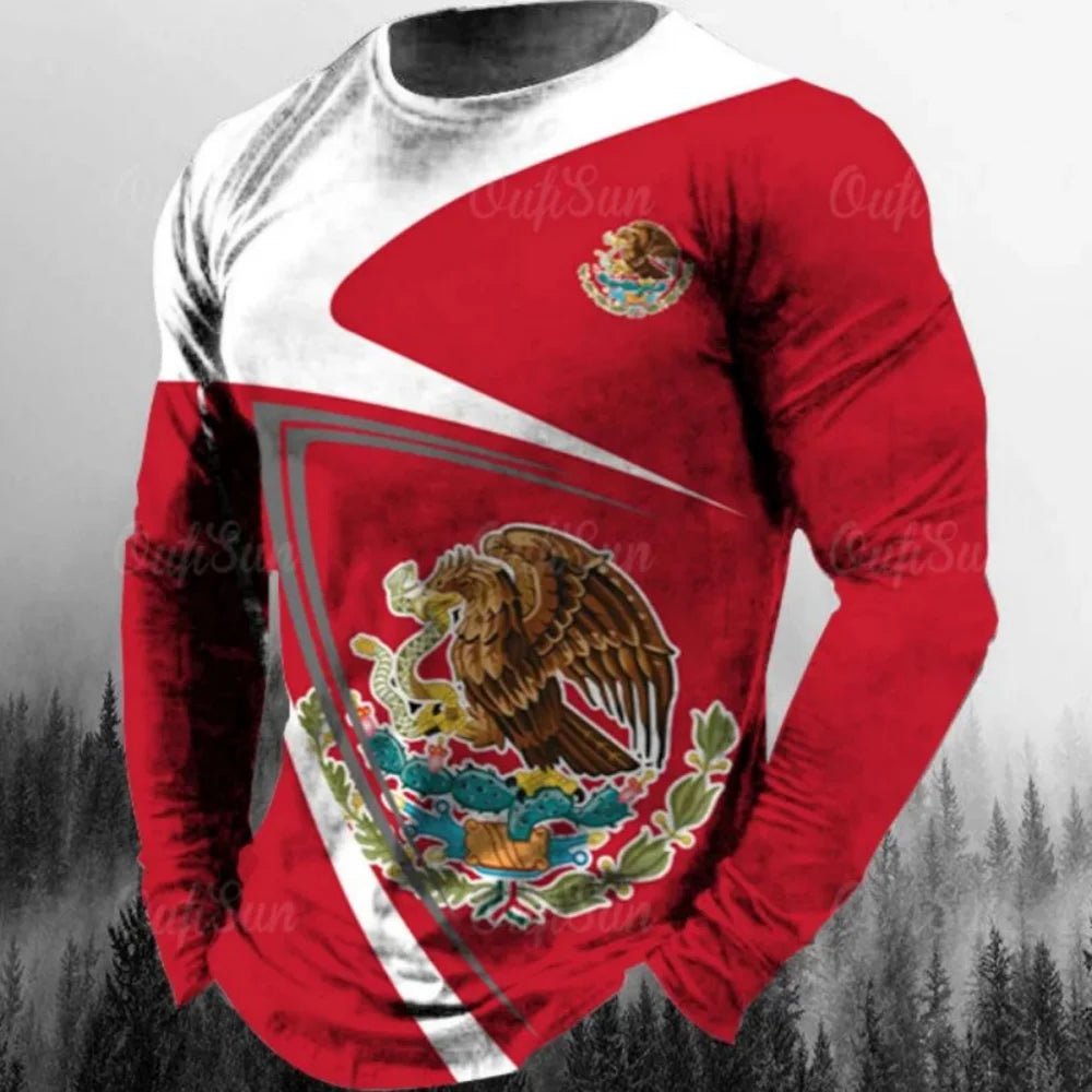 Fashion Mexican Flag T-Shirts Mexico 3D Print Men Woman Long Sleeve T Shirt Streetwear Oversized Harajuku Kids Tees Top Clothing - Clothesfassion.store