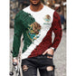 Fashion Mexican Flag T-Shirts Mexico 3D Print Men Woman Long Sleeve T Shirt Streetwear Oversized Harajuku Kids Tees Top Clothing - Clothesfassion.store