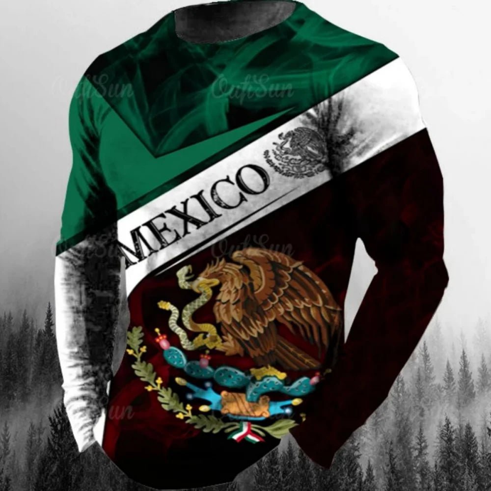 Fashion Mexican Flag T-Shirts Mexico 3D Print Men Woman Long Sleeve T Shirt Streetwear Oversized Harajuku Kids Tees Top Clothing - Clothesfassion.store