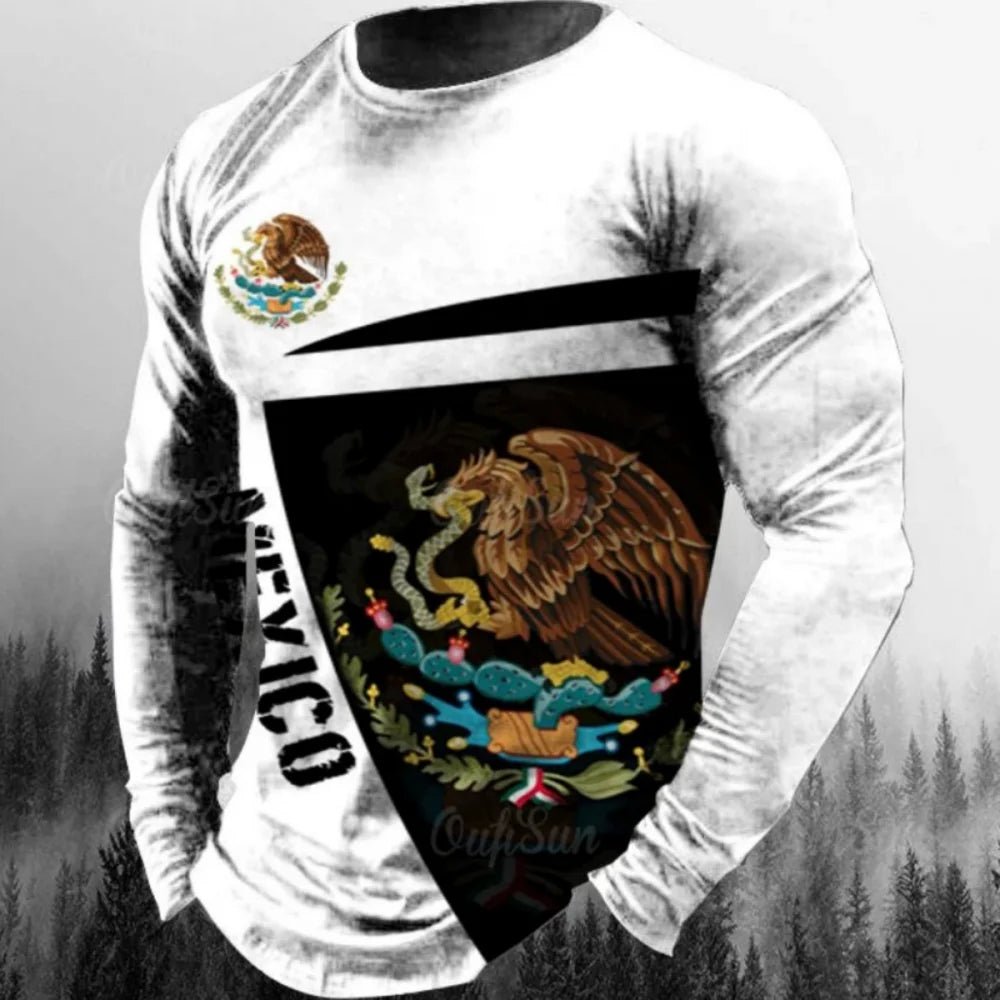 Fashion Mexican Flag T-Shirts Mexico 3D Print Men Woman Long Sleeve T Shirt Streetwear Oversized Harajuku Kids Tees Top Clothing - Clothesfassion.store