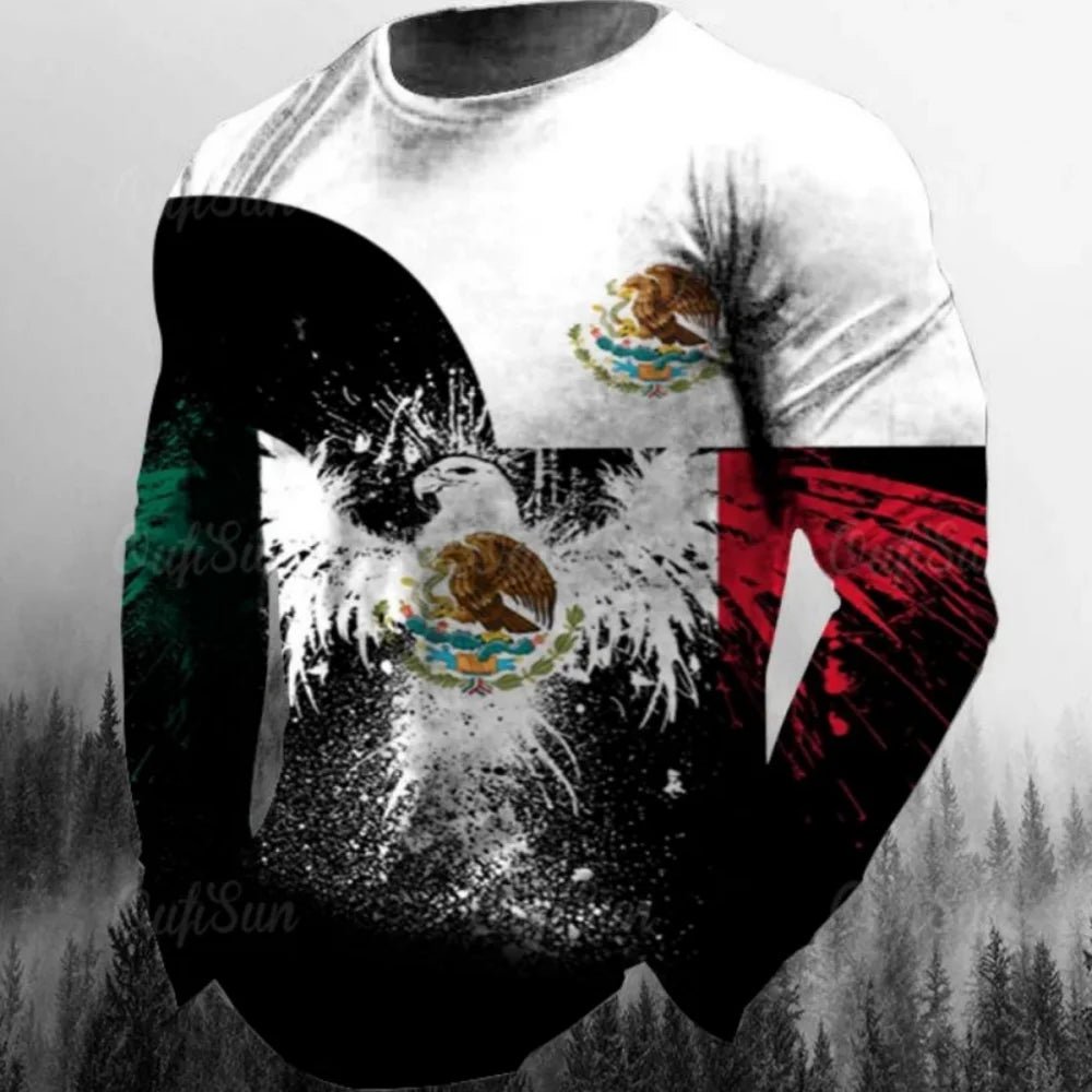Fashion Mexican Flag T-Shirts Mexico 3D Print Men Woman Long Sleeve T Shirt Streetwear Oversized Harajuku Kids Tees Top Clothing - Clothesfassion.store