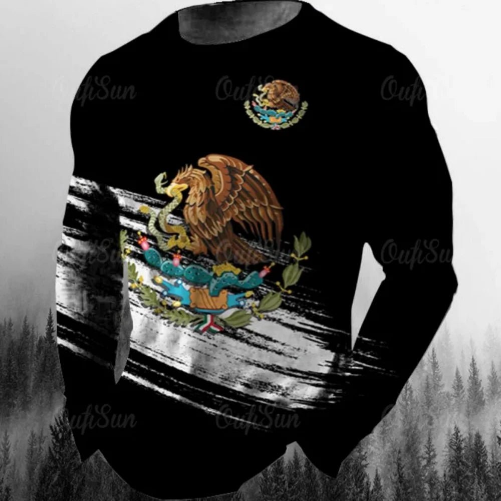Fashion Mexican Flag T-Shirts Mexico 3D Print Men Woman Long Sleeve T Shirt Streetwear Oversized Harajuku Kids Tees Top Clothing - Clothesfassion.store