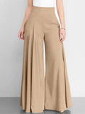 Fashion Women High Waist Wide Leg Pants Spring Autumn Female Elegant Flare Trousers Casual Solid Holiday Loose Long Pant New - Clothesfassion.store