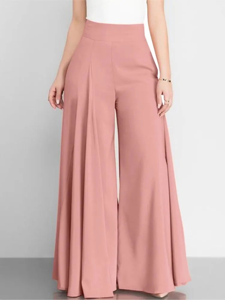 Fashion Women High Waist Wide Leg Pants Spring Autumn Female Elegant Flare Trousers Casual Solid Holiday Loose Long Pant New - Clothesfassion.store