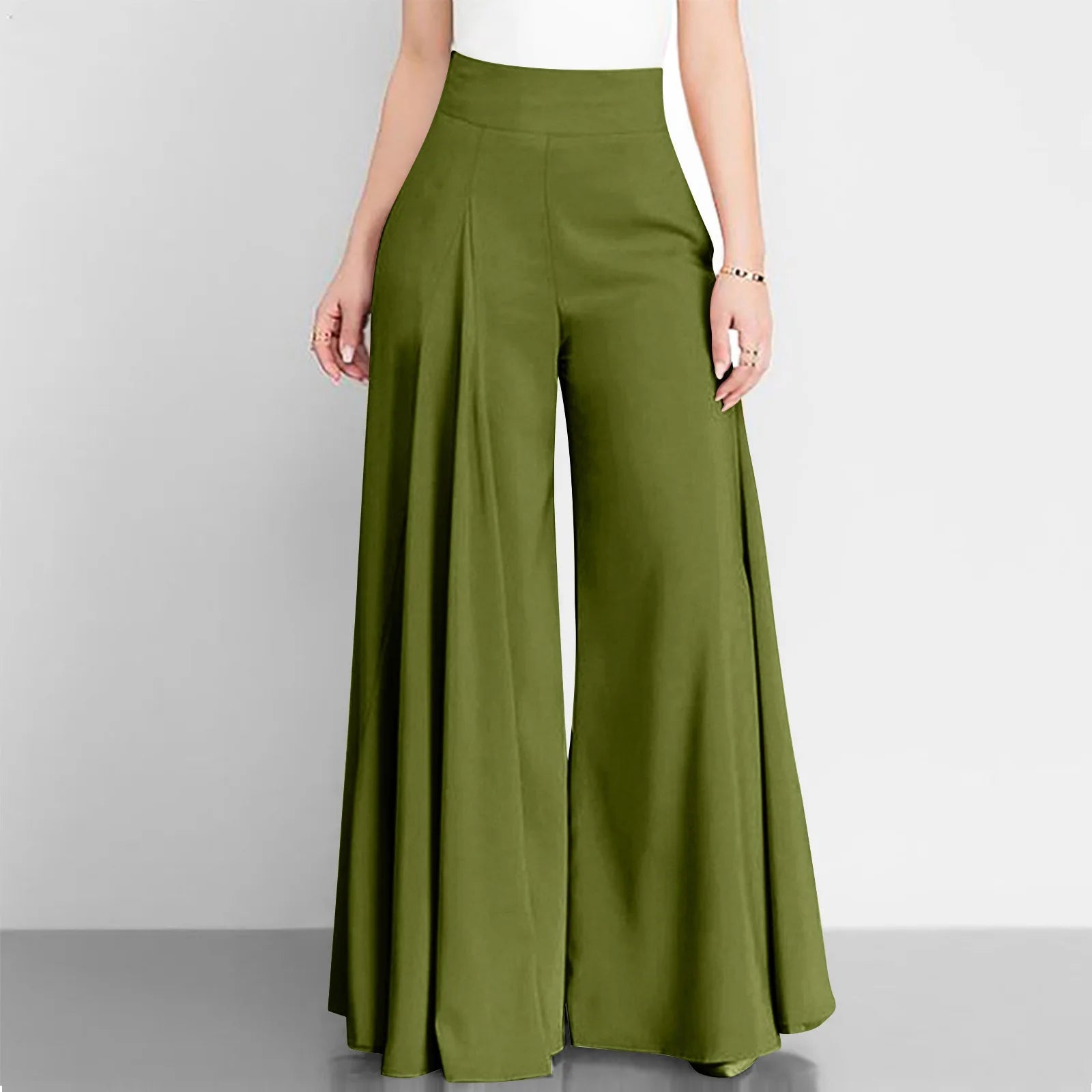 Fashion Women High Waist Wide Leg Pants Spring Autumn Female Elegant Flare Trousers Casual Solid Holiday Loose Long Pant New - Clothesfassion.store