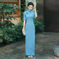 Female Large Size 6XL Maxi Dress Summer Lady Fashion High Fork Long Dresses 2025 Women Solid Color Five Divide Sleeves Cheongsam - Clothesfassion.store