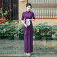 Female Large Size 6XL Maxi Dress Summer Lady Fashion High Fork Long Dresses 2025 Women Solid Color Five Divide Sleeves Cheongsam - Clothesfassion.store