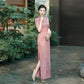 Female Large Size 6XL Maxi Dress Summer Lady Fashion High Fork Long Dresses 2025 Women Solid Color Five Divide Sleeves Cheongsam - Clothesfassion.store