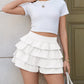 Fisoew Womens Summer Mini Skirts Casual Ruffle Tiered High Waisted Y2K Skorts Yoga Tennis Skirt Built - in Shorts & Pockets - Clothesfassion.store