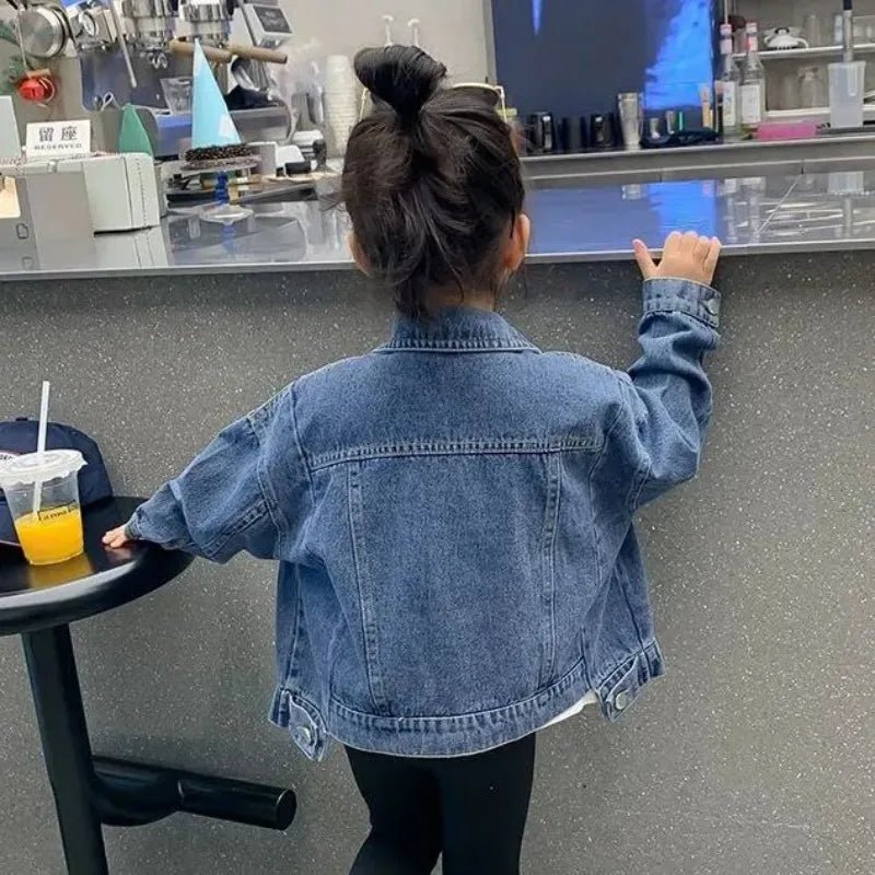 Girl Denim Jacket Spring and Autumn Children's Casual Jeans Clothes Little Girl Baby Denim Coat - Clothesfassion.store