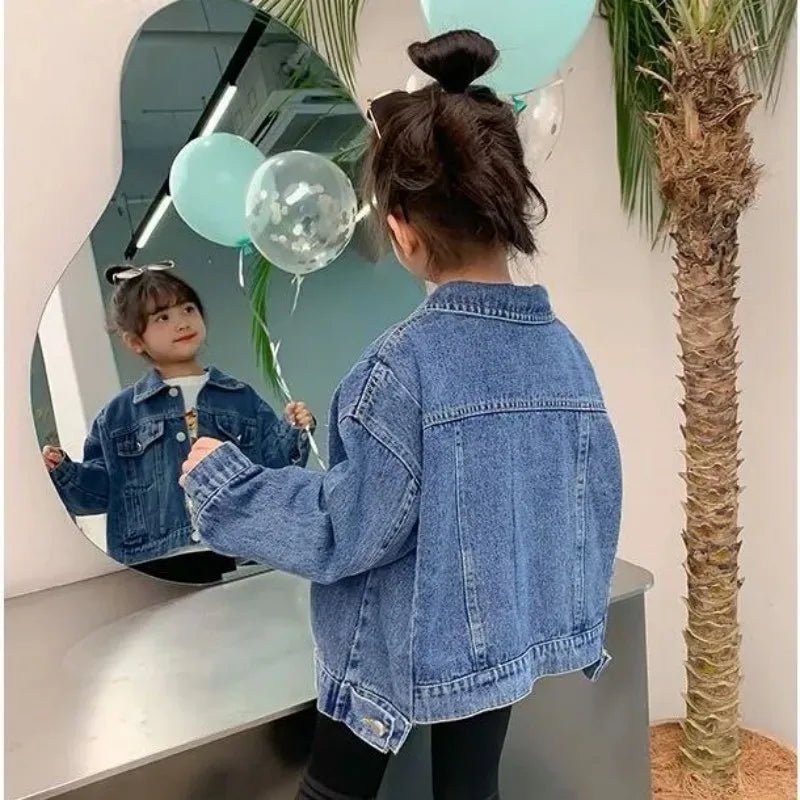 Girl Denim Jacket Spring and Autumn Children's Casual Jeans Clothes Little Girl Baby Denim Coat - Clothesfassion.store