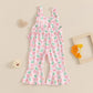 Girls Heart Print Flare Pants with Bowknot Detail Valentine s Day Outfit for Casual Daily Wear and Playful Style - Clothesfassion.store
