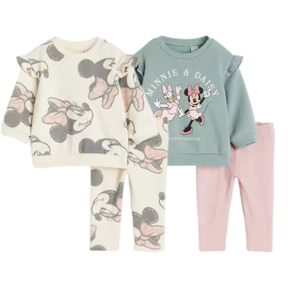 Girls Minnie Sweatshirt Solid Color Pants Two - piece Set Casual Sports Costume Child New Long Sleeve Outfits Lovely Tops+Pants - Clothesfassion.store