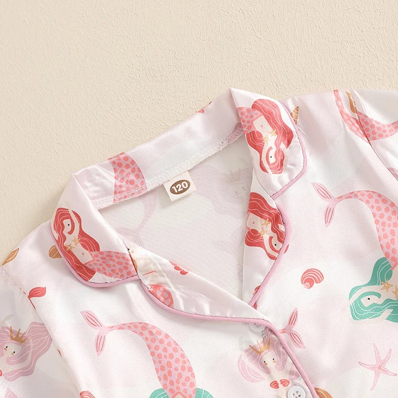 Girls Pajamas Set with Cute Unicorn Print and Matching Elastic Shorts for Comfortable Loungewear and Sleepwear - Clothesfassion.store