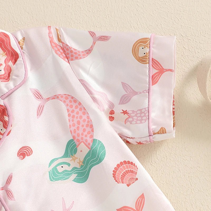 Girls Pajamas Set with Cute Unicorn Print and Matching Elastic Shorts for Comfortable Loungewear and Sleepwear - Clothesfassion.store