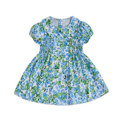 Girls Sleeveless Floral Print Dress Round Neck A - line Summer Dress with Ruffle Hem Casual Party Dress for Kids - Clothesfassion.store