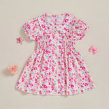 Girls Sleeveless Floral Print Dress Round Neck A - line Summer Dress with Ruffle Hem Casual Party Dress for Kids - Clothesfassion.store