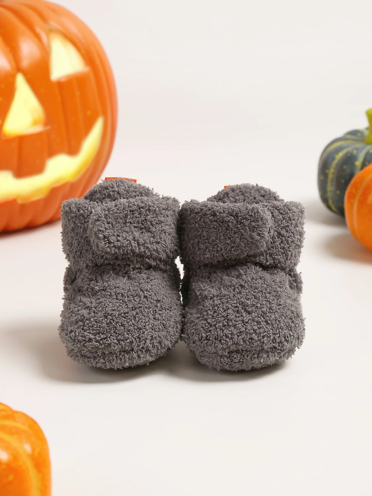 Halloween Pumpkin Baby Booties Stay On Slipper Winter Warm Soft Shoes Newborn Crib Sock Shoes - Clothesfassion.store