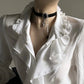 Harajuku Vintage Black Bottoming Shirt Women Stand Collar Ruffles Slim Blouses Japanese Victorian Long Sleeve Blusas De Mujer - Clothesfassion.store