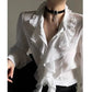 Harajuku Vintage Black Bottoming Shirt Women Stand Collar Ruffles Slim Blouses Japanese Victorian Long Sleeve Blusas De Mujer - Clothesfassion.store