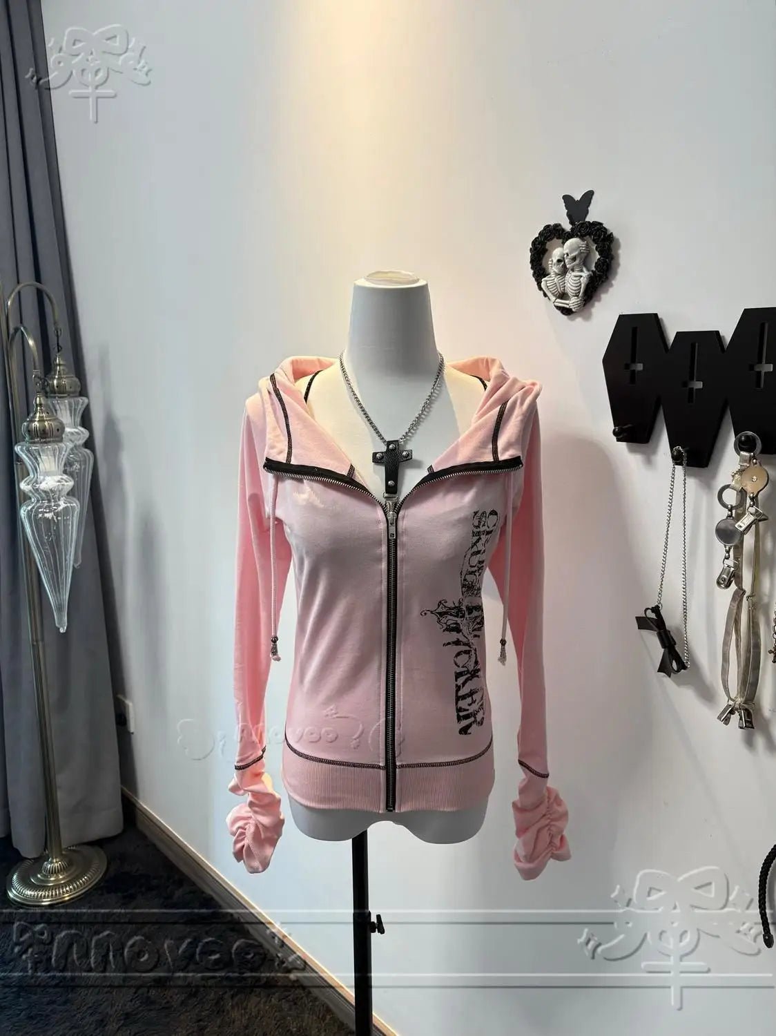 Harajuku Y2k Gothic Hooded Coat Women 2025 Autumn New Casual All - match Jackets Subcultural Japanese Black Tops Mujer Sweatshirt - Clothesfassion.store