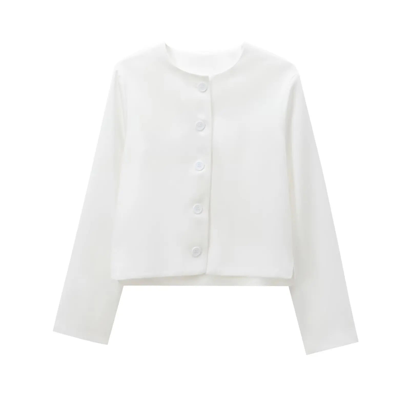 HH Spring Coat Woman Fashion Solid Crew - Neck Long Sleeve Button Single Breasted Coat Female Fashion Chic Tops 4 Color Jacket - Clothesfassion.store