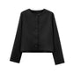 HH Spring Coat Woman Fashion Solid Crew - Neck Long Sleeve Button Single Breasted Coat Female Fashion Chic Tops 4 Color Jacket - Clothesfassion.store
