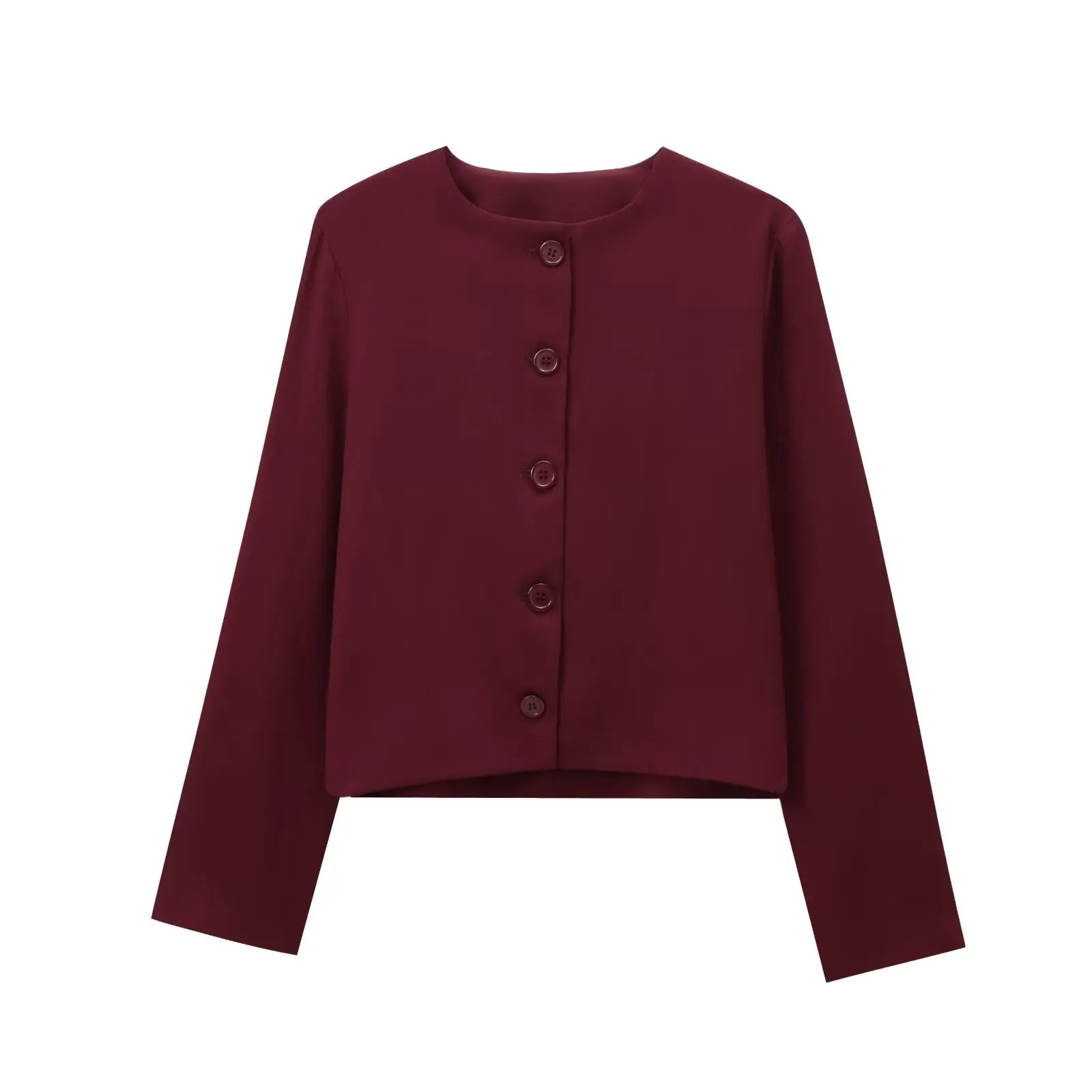 HH Spring Coat Woman Fashion Solid Crew - Neck Long Sleeve Button Single Breasted Coat Female Fashion Chic Tops 4 Color Jacket - Clothesfassion.store