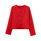 HH Spring Coat Woman Fashion Solid Crew - Neck Long Sleeve Button Single Breasted Coat Female Fashion Chic Tops 4 Color Jacket - Clothesfassion.store