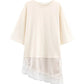 HH Spring Woman Elegant Round Collar Short Sleeves Splice Lace Decoration Asymmetrical T-shirt Female Chic Casual Solid Tops - Clothesfassion.store