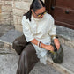 HH Spring Woman Elegant Round Collar Short Sleeves Splice Lace Decoration Asymmetrical T-shirt Female Chic Casual Solid Tops - Clothesfassion.store