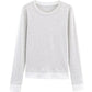 HH Spring Woman Elegant Solid 3 - Color Round Collar Double Contrast Tops Female Casual Long Sleeves Versatile Slim T-shirt - Clothesfassion.store