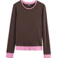 HH Spring Woman Elegant Solid 3 - Color Round Collar Double Contrast Tops Female Casual Long Sleeves Versatile Slim T-shirt - Clothesfassion.store